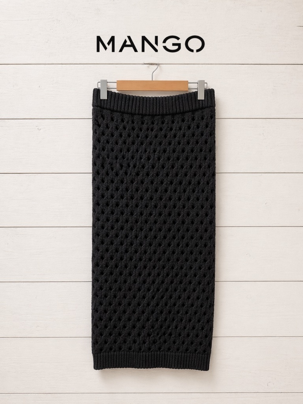 MNG Mango black crochet knit skirt – size M